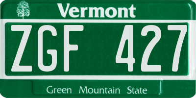 VT license plate ZGF427