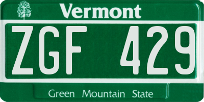 VT license plate ZGF429