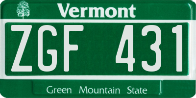 VT license plate ZGF431