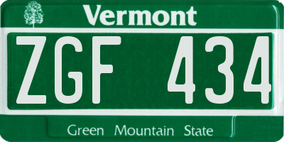 VT license plate ZGF434