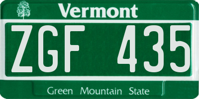 VT license plate ZGF435