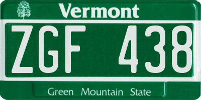 VT license plate ZGF438