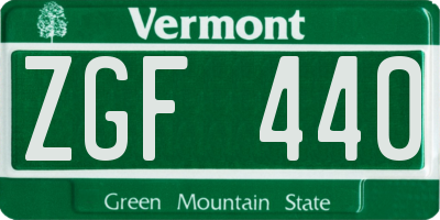 VT license plate ZGF440