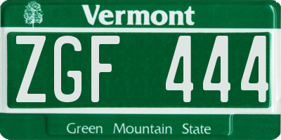 VT license plate ZGF444