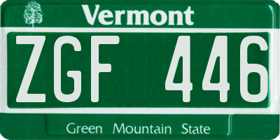 VT license plate ZGF446