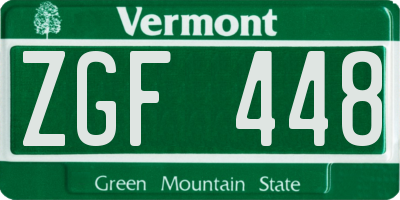 VT license plate ZGF448