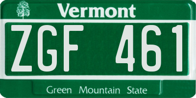 VT license plate ZGF461