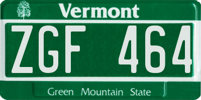 VT license plate ZGF464