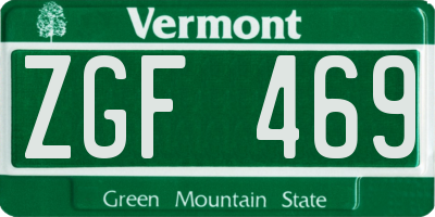 VT license plate ZGF469