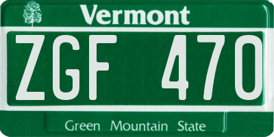 VT license plate ZGF470