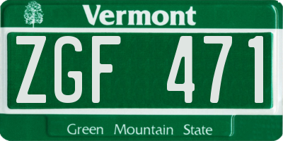 VT license plate ZGF471