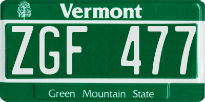 VT license plate ZGF477