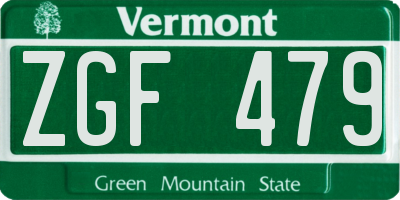VT license plate ZGF479