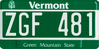 VT license plate ZGF481