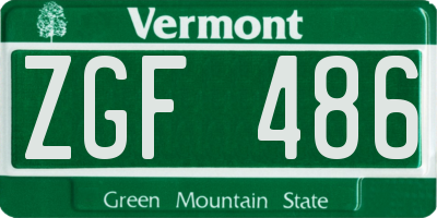 VT license plate ZGF486