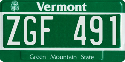 VT license plate ZGF491