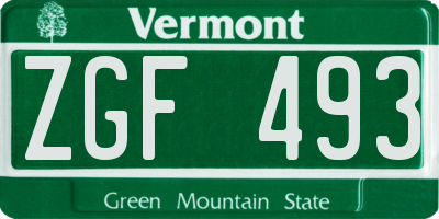 VT license plate ZGF493