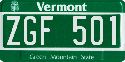 VT license plate ZGF501