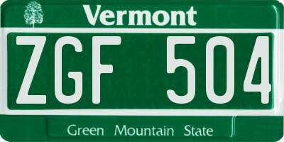 VT license plate ZGF504