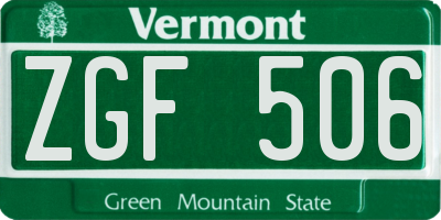 VT license plate ZGF506