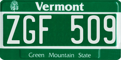 VT license plate ZGF509