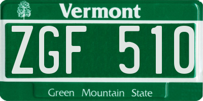 VT license plate ZGF510