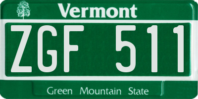 VT license plate ZGF511