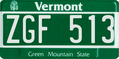 VT license plate ZGF513