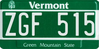 VT license plate ZGF515