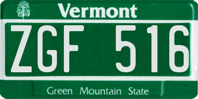 VT license plate ZGF516