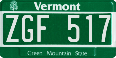 VT license plate ZGF517