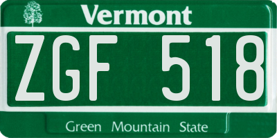 VT license plate ZGF518