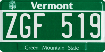 VT license plate ZGF519