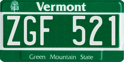 VT license plate ZGF521