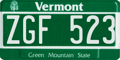 VT license plate ZGF523