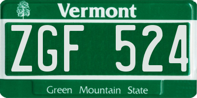VT license plate ZGF524