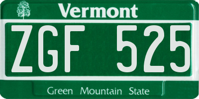 VT license plate ZGF525