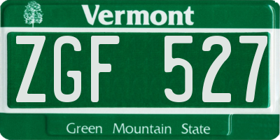 VT license plate ZGF527