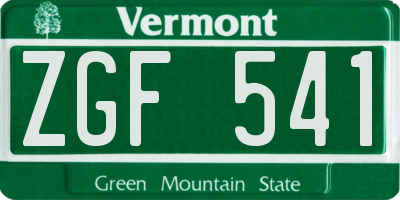 VT license plate ZGF541