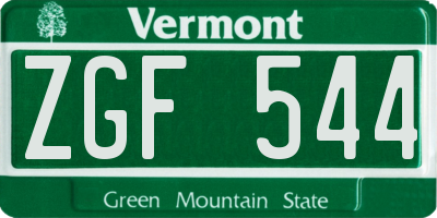 VT license plate ZGF544