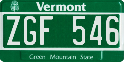 VT license plate ZGF546