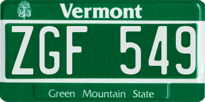 VT license plate ZGF549