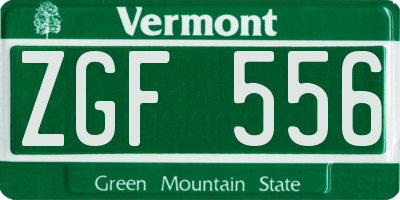 VT license plate ZGF556