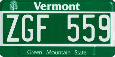 VT license plate ZGF559