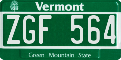 VT license plate ZGF564