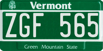 VT license plate ZGF565