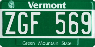 VT license plate ZGF569