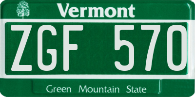 VT license plate ZGF570