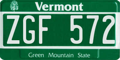 VT license plate ZGF572