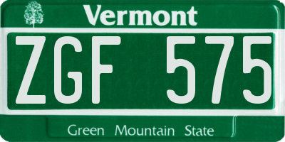 VT license plate ZGF575